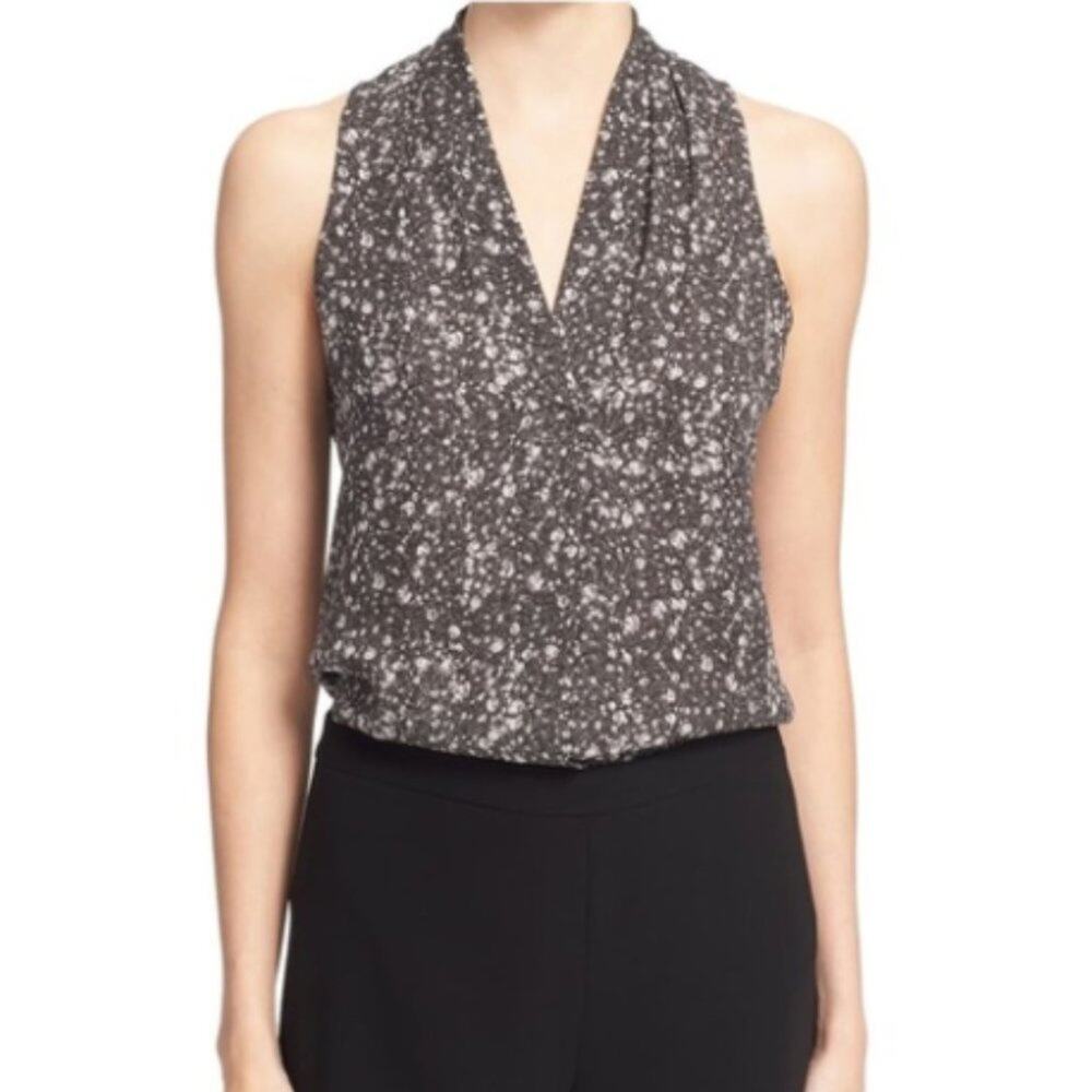 Theory Viola Silk Printed Silk Sleeveless Blouse